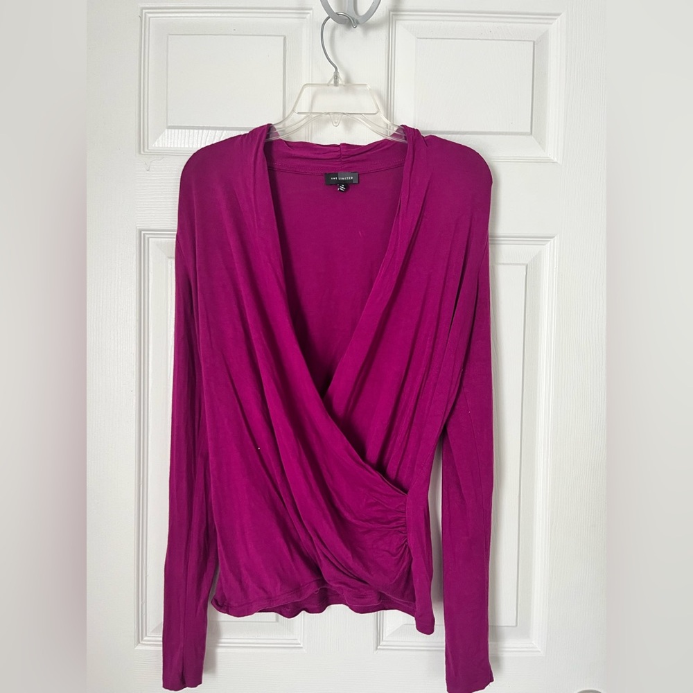 The Limited Purple Wrap Blouse with Long Sleeves